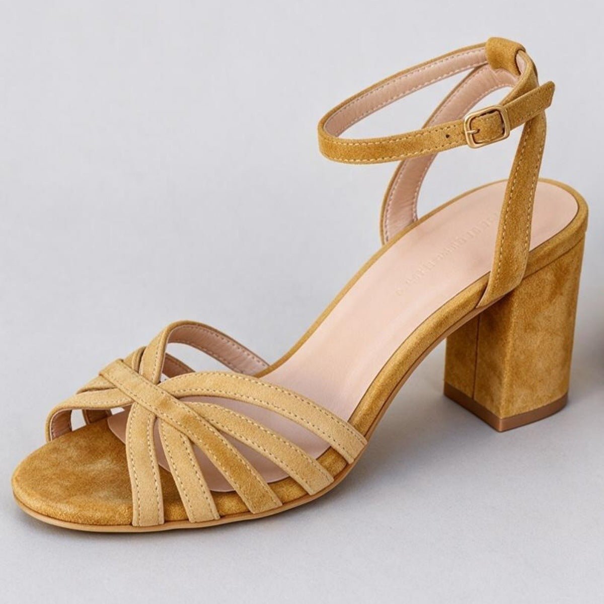 Alba | Suede Block Heels - Klementina Boutique