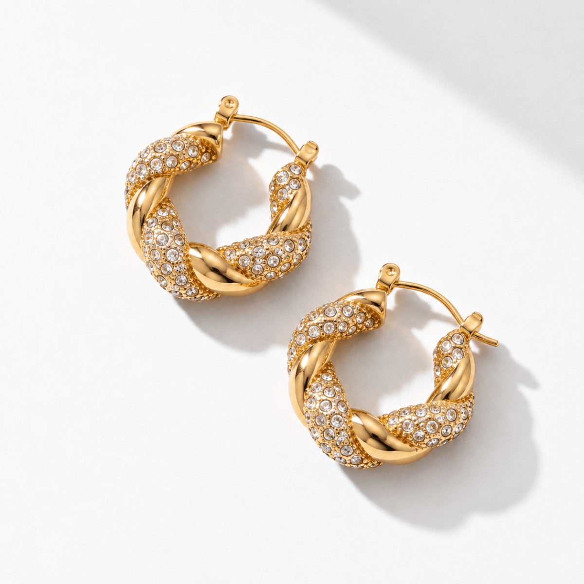 Arabella | Twisted Crystal Hoop Earrings - Klementina Boutique