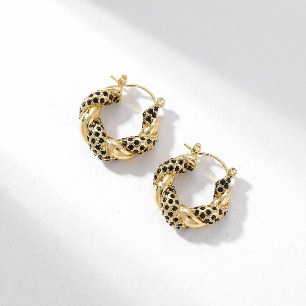 Arabella | Twisted Crystal Hoop Earrings - Klementina Boutique