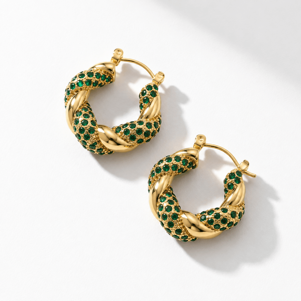 Arabella | Twisted Crystal Hoop Earrings - Klementina Boutique