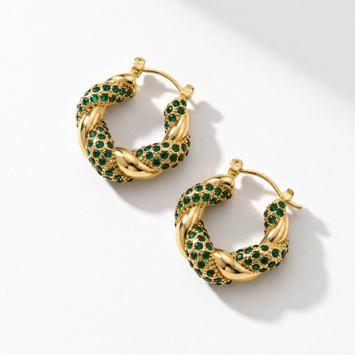 Arabella | Twisted Crystal Hoop Earrings - Klementina Boutique