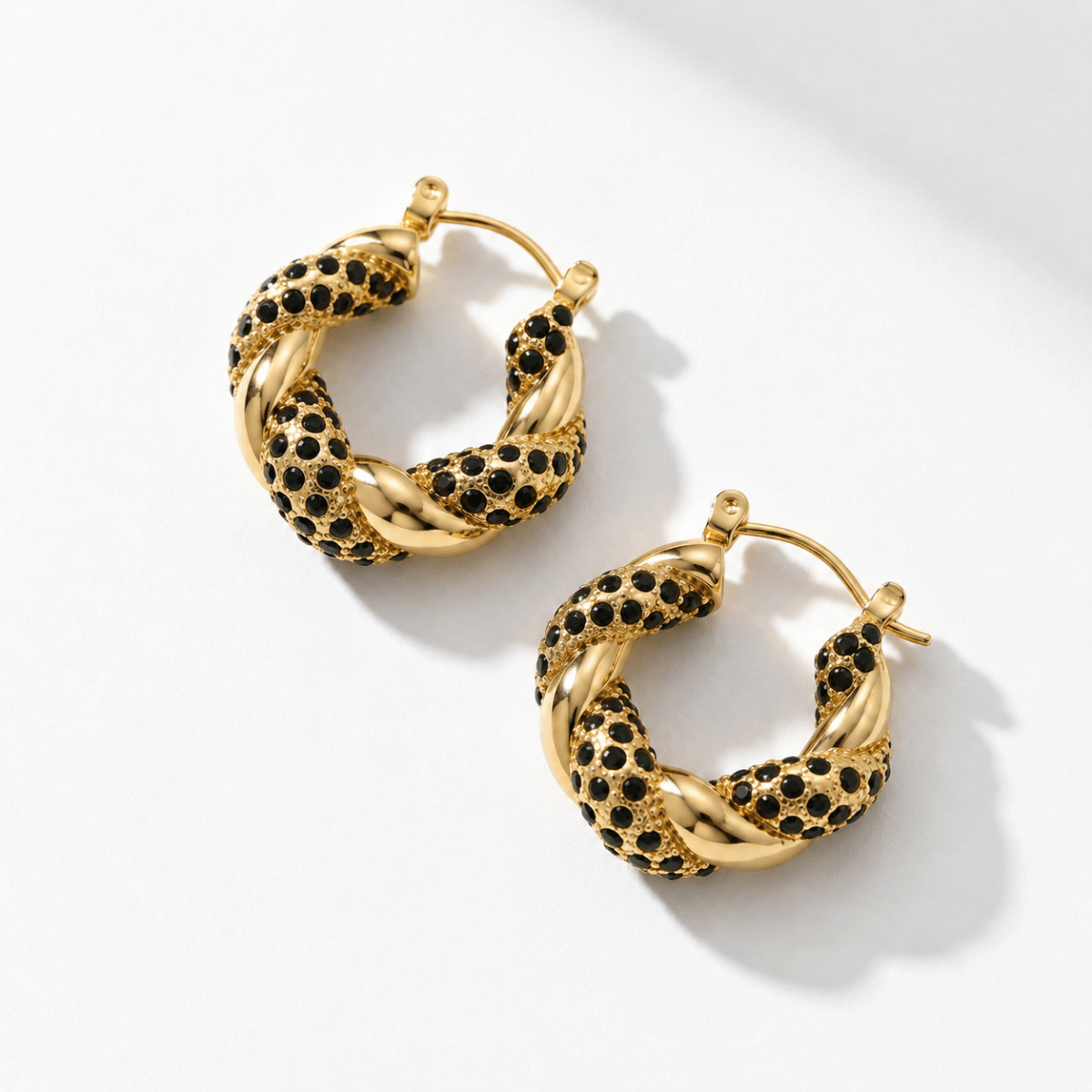 Arabella | Twisted Crystal Hoop Earrings - Klementina Boutique