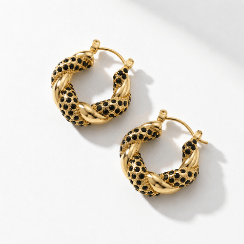 Arabella | Twisted Crystal Hoop Earrings - Klementina Boutique