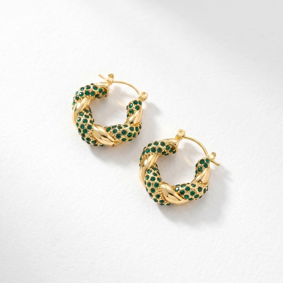 Arabella | Twisted Crystal Hoop Earrings - Klementina Boutique
