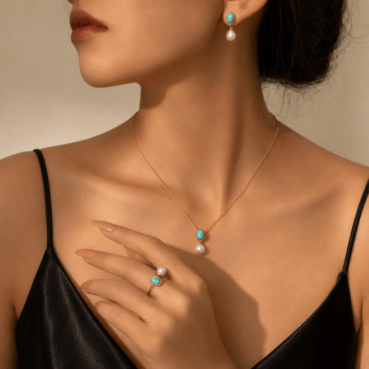 Calista | Turquoise Drop Jewellery Set - Klementina Boutique