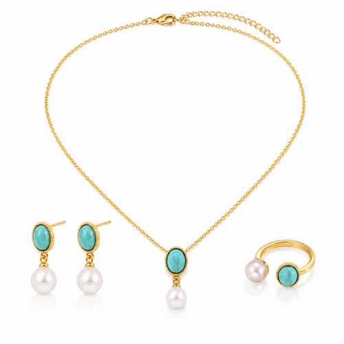 Calista | Turquoise Drop Jewellery Set - Klementina Boutique