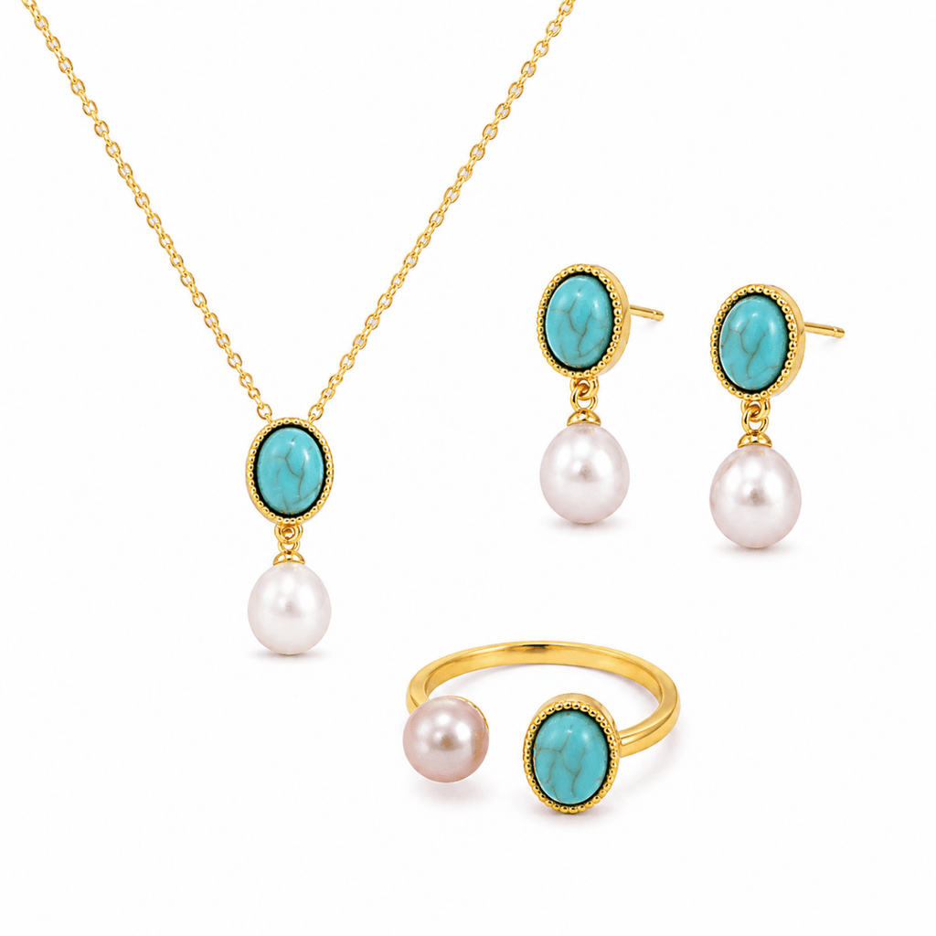 Calista | Turquoise Drop Jewellery Set - Klementina Boutique