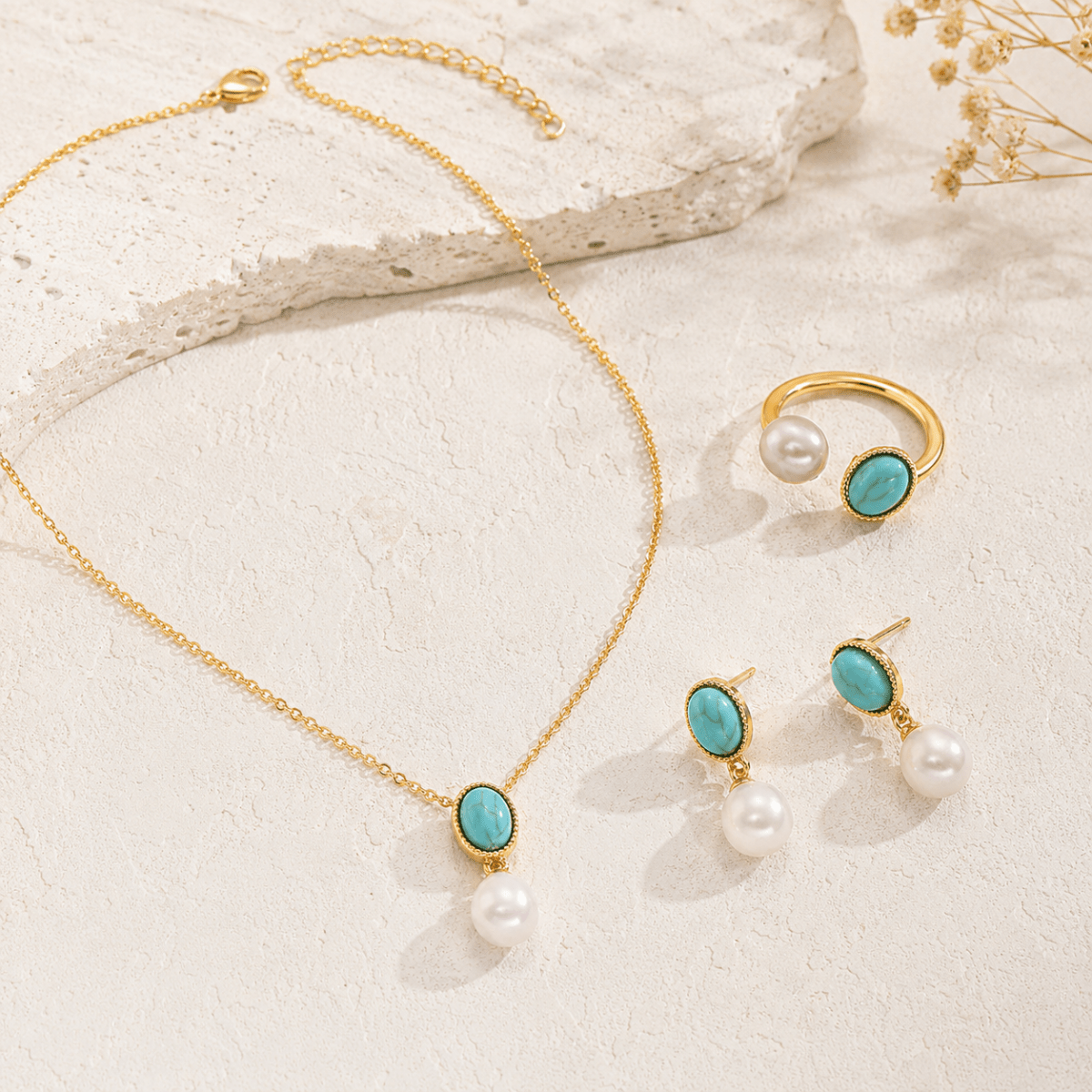Calista | Turquoise Drop Jewellery Set - Klementina Boutique