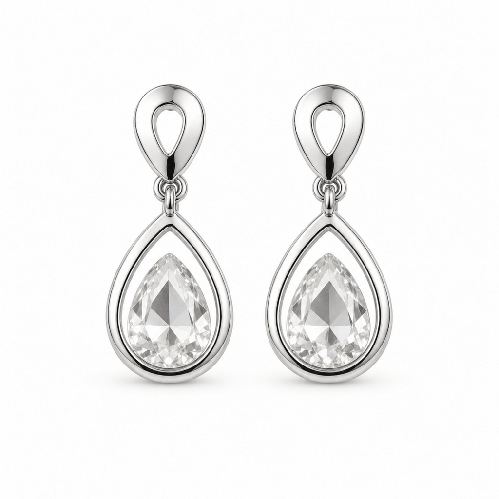 Elara | Teardrop Crystal Drop Earrings - Klementina Boutique