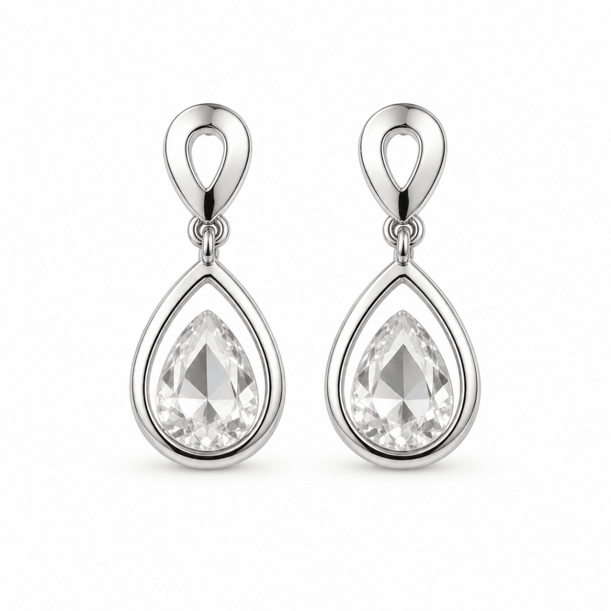Elara | Teardrop Crystal Drop Earrings - Klementina Boutique