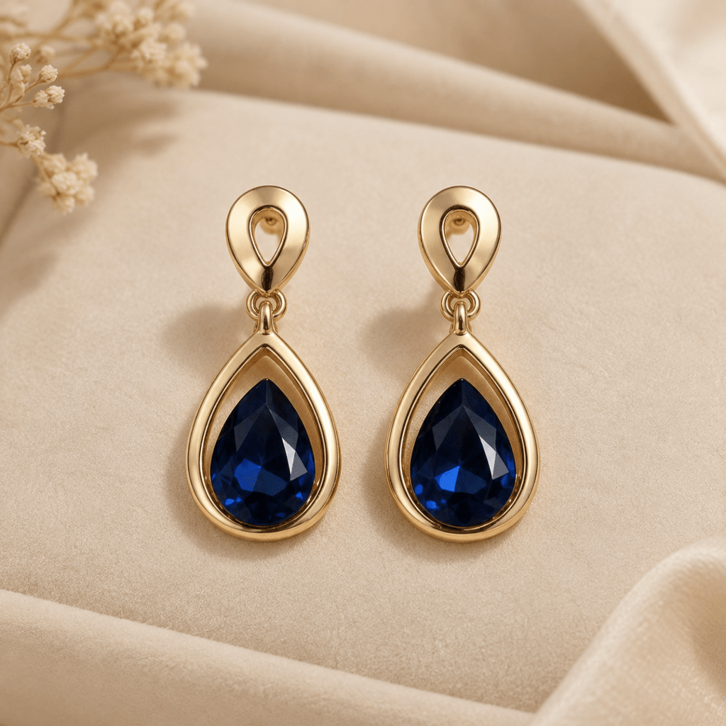 Elara | Teardrop Crystal Drop Earrings - Klementina Boutique