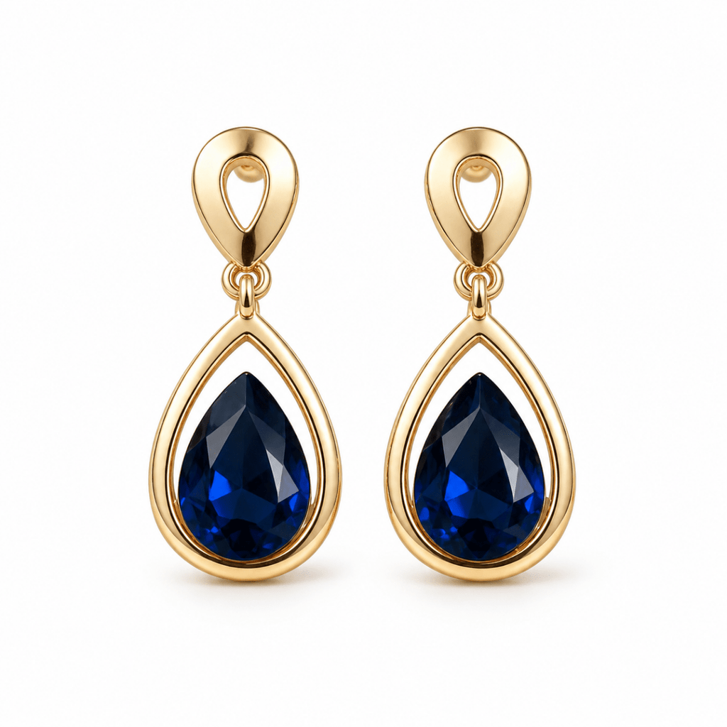 Elara | Teardrop Crystal Drop Earrings - Klementina Boutique