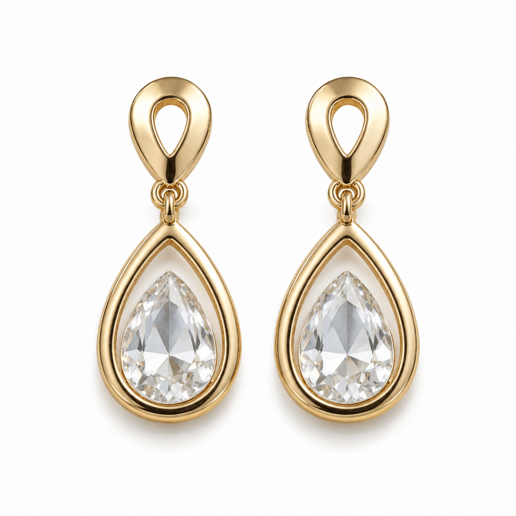 Elara | Teardrop Crystal Drop Earrings - Klementina Boutique