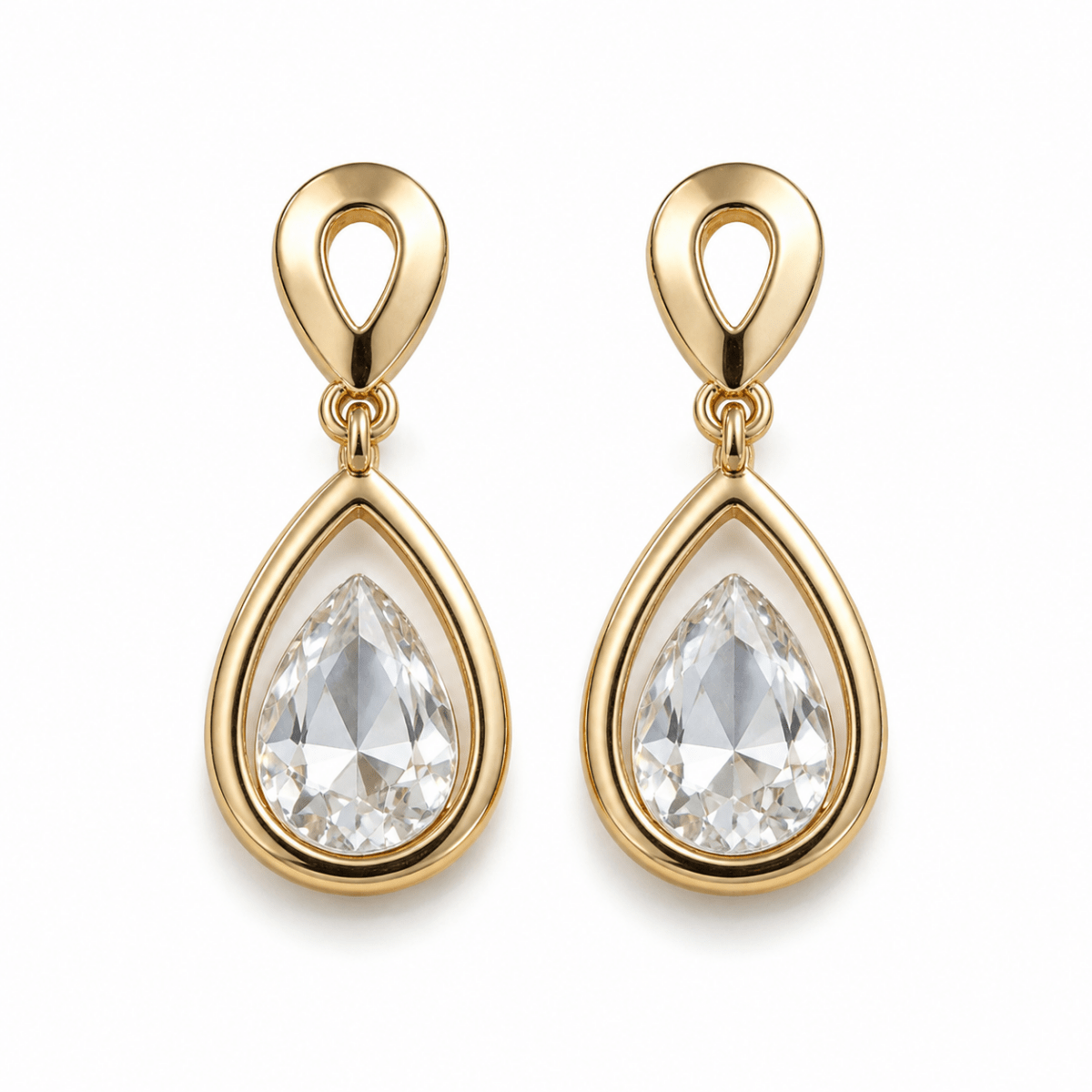 Elara | Teardrop Crystal Drop Earrings - Klementina Boutique