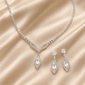 Janice | Marquise Zirconia Crystal Necklace & Earring Set - Klementina Boutique