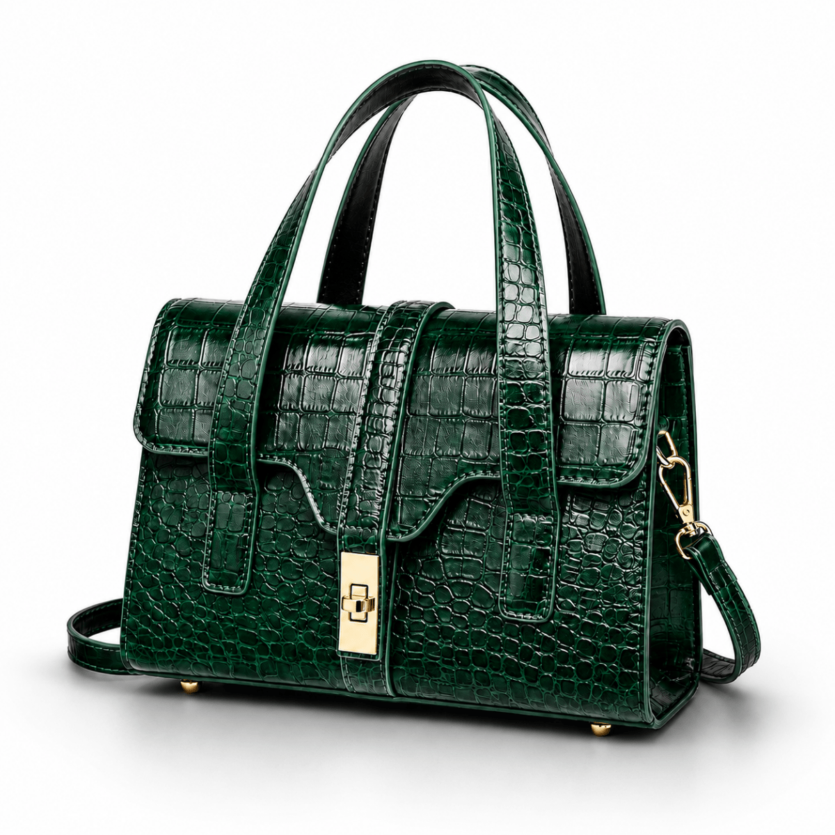 Mary | Croc-Effect Structured Satchel Bag - Klementina Boutique