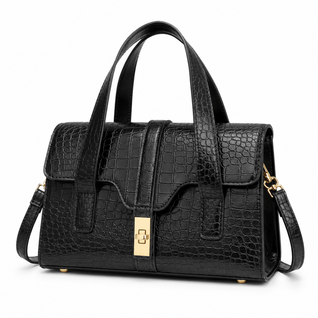Mary | Croc-Effect Structured Satchel Bag - Klementina Boutique