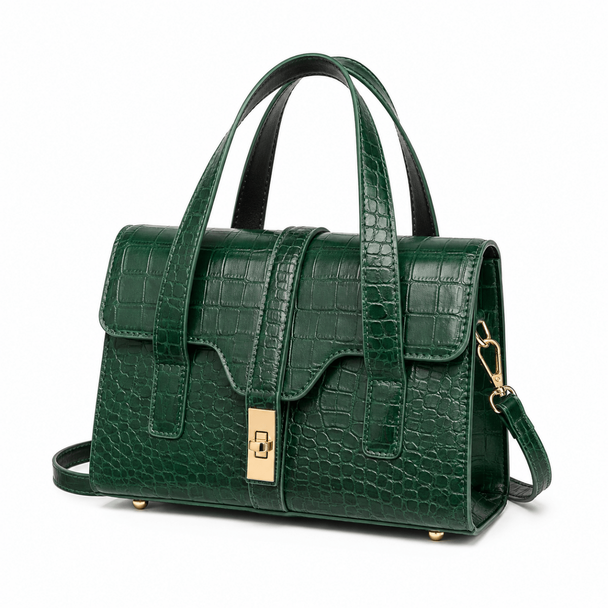Mary | Croc-Effect Structured Satchel Bag - Klementina Boutique