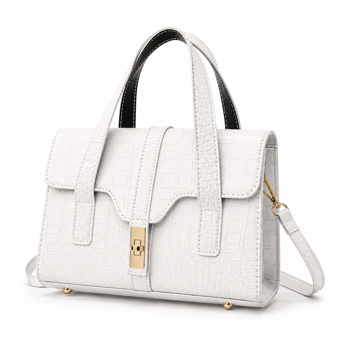 Mary | Croc-Effect Structured Satchel Bag - Klementina Boutique