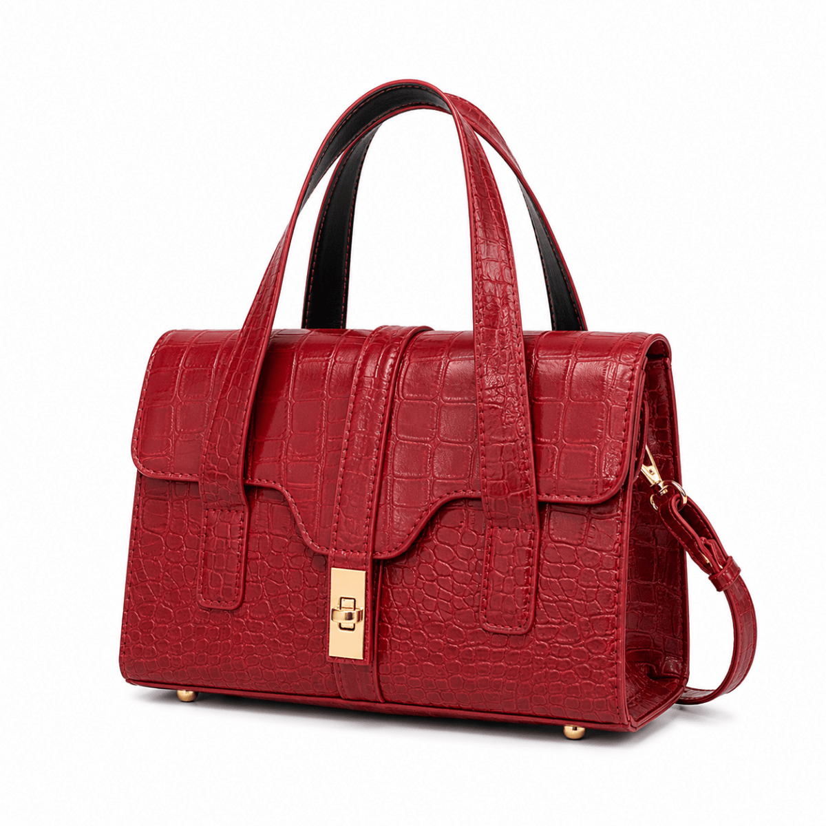 Mary | Croc-Effect Structured Satchel Bag - Klementina Boutique