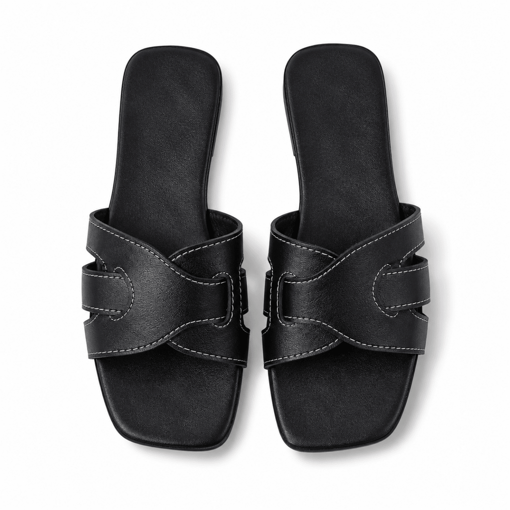 Sculpted Cut-Out Slide Sandals - Klementina Boutique