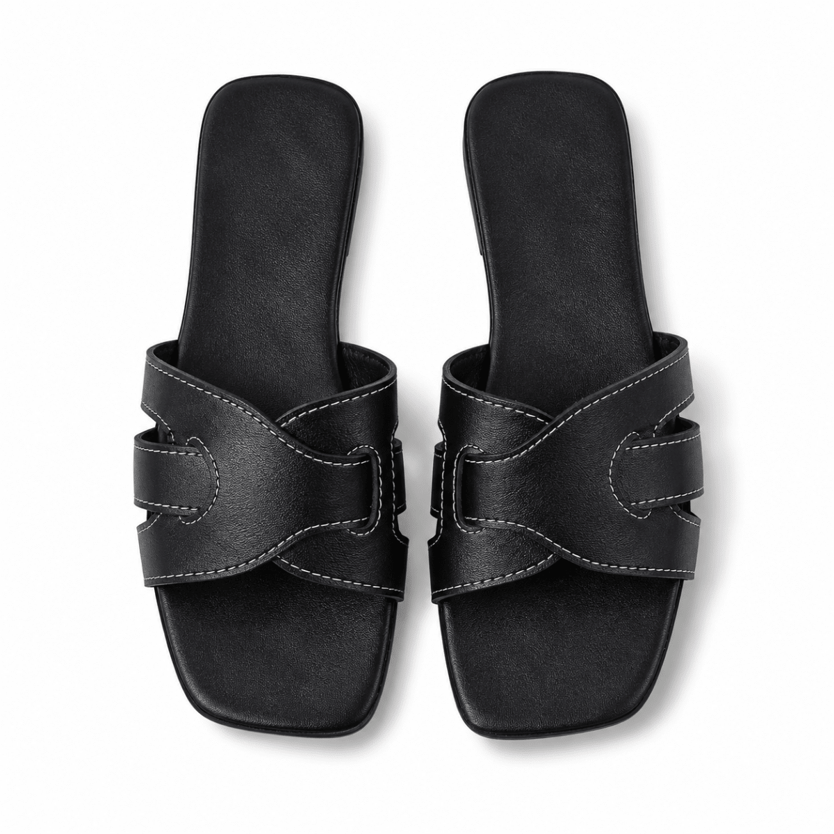 Sculpted Cut-Out Slide Sandals - Klementina Boutique