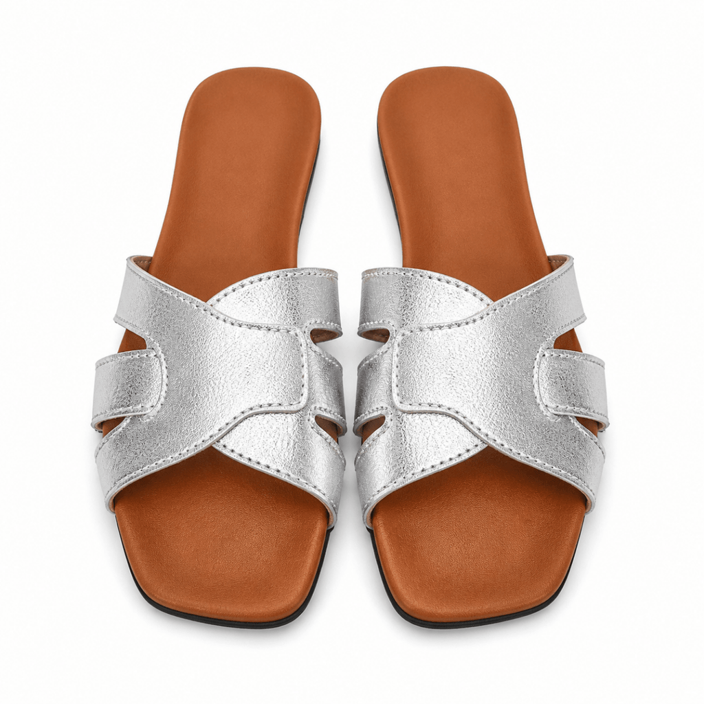 Sculpted Cut-Out Slide Sandals - Klementina Boutique
