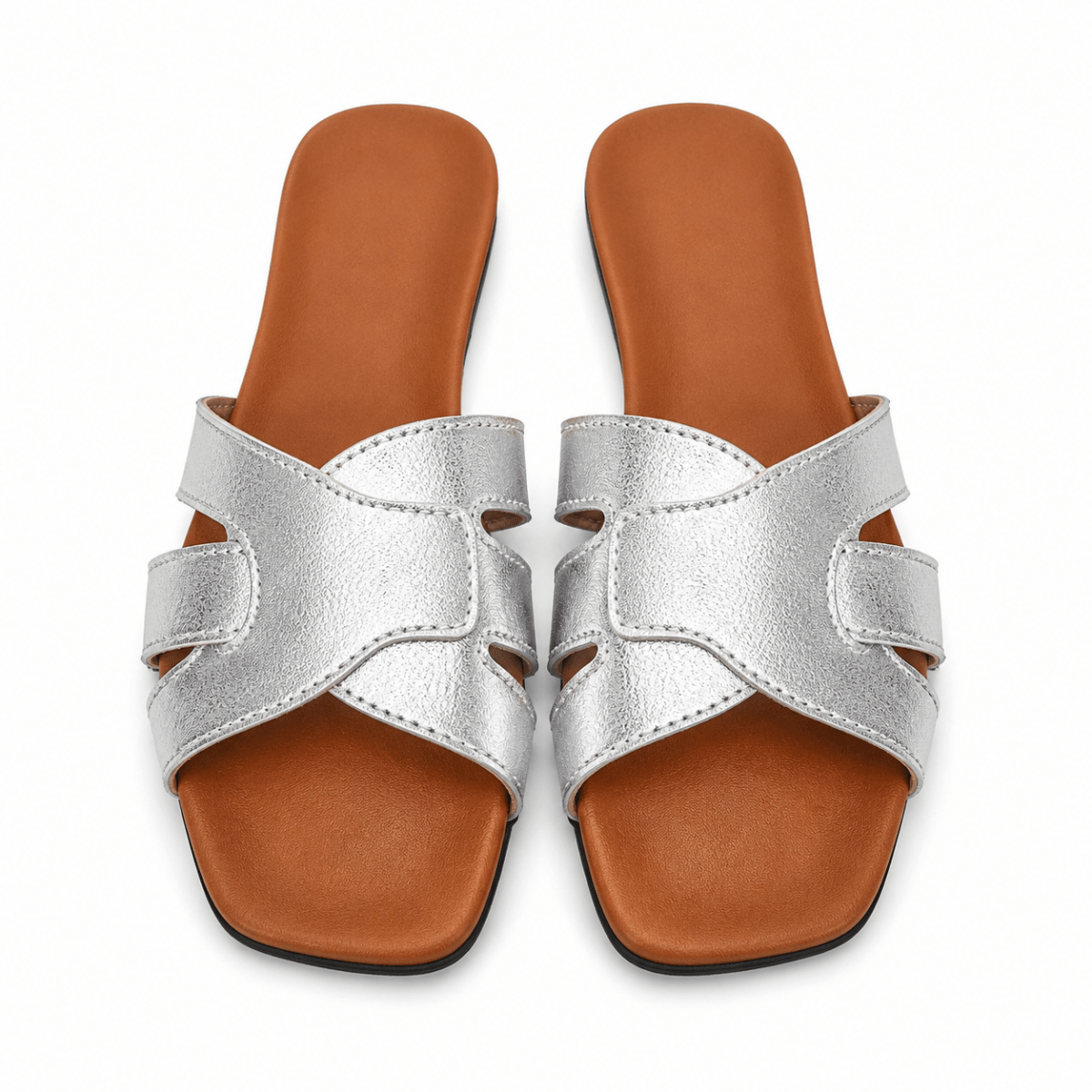 Sculpted Cut-Out Slide Sandals - Klementina Boutique