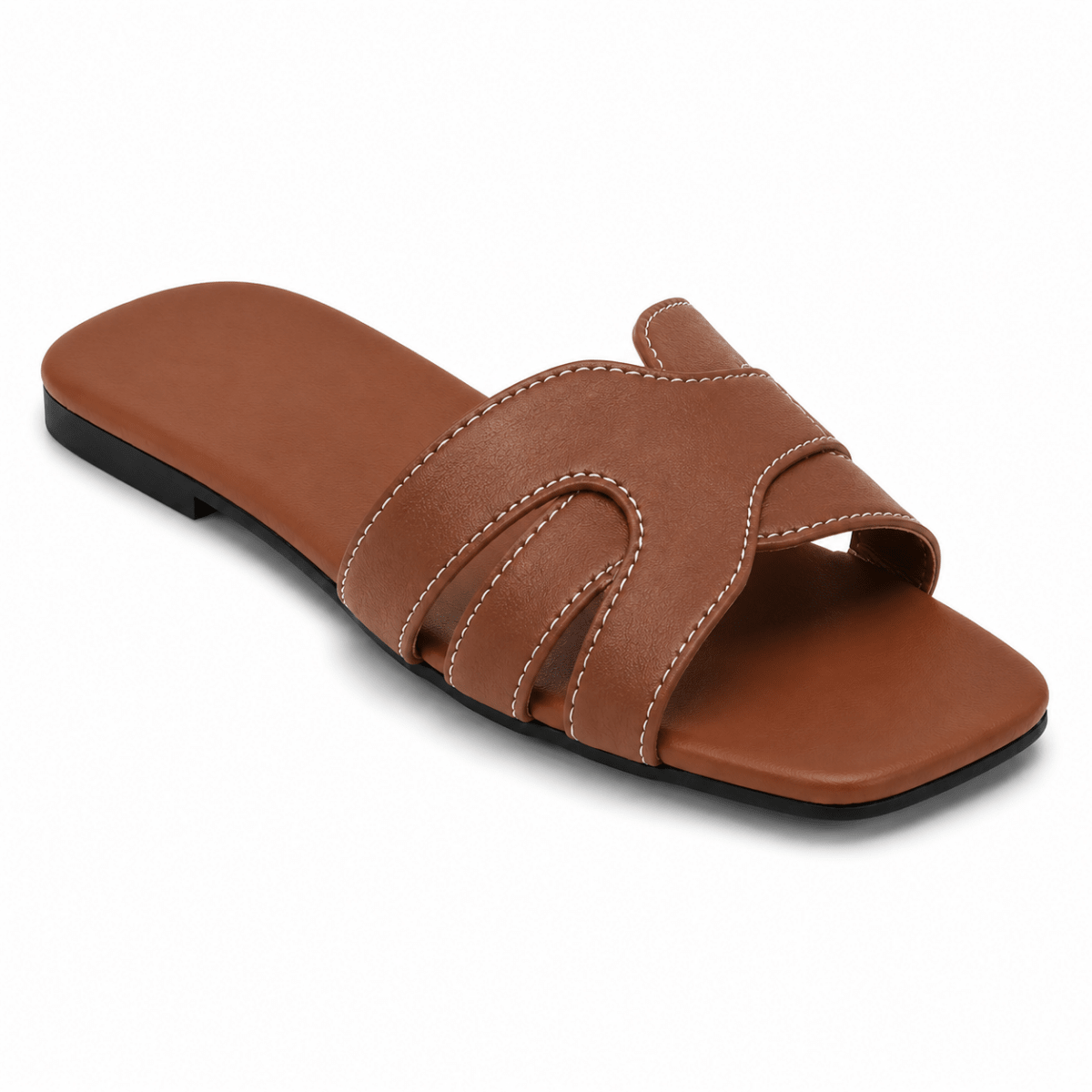 Sculpted Cut-Out Slide Sandals - Klementina Boutique