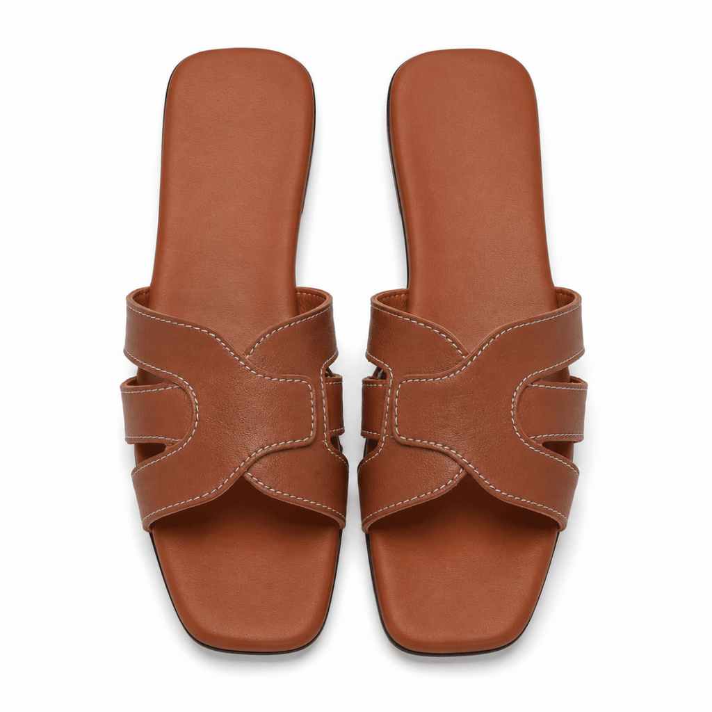 Sculpted Cut-Out Slide Sandals - Klementina Boutique