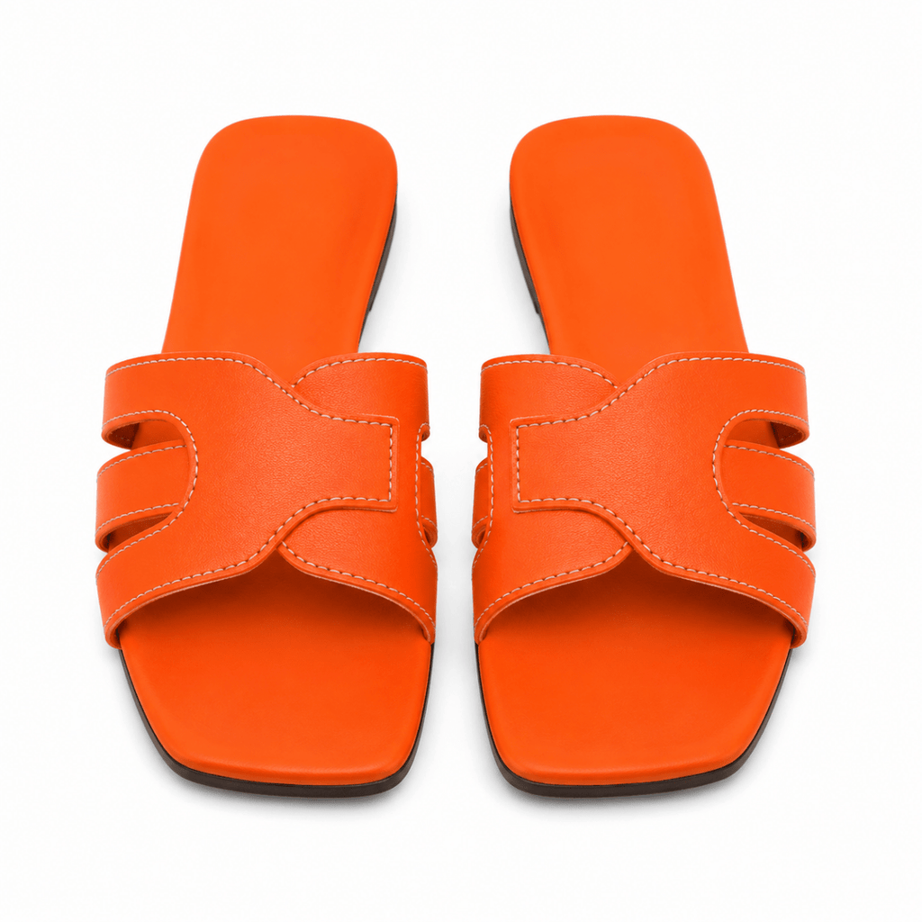 Sculpted Cut-Out Slide Sandals - Klementina Boutique
