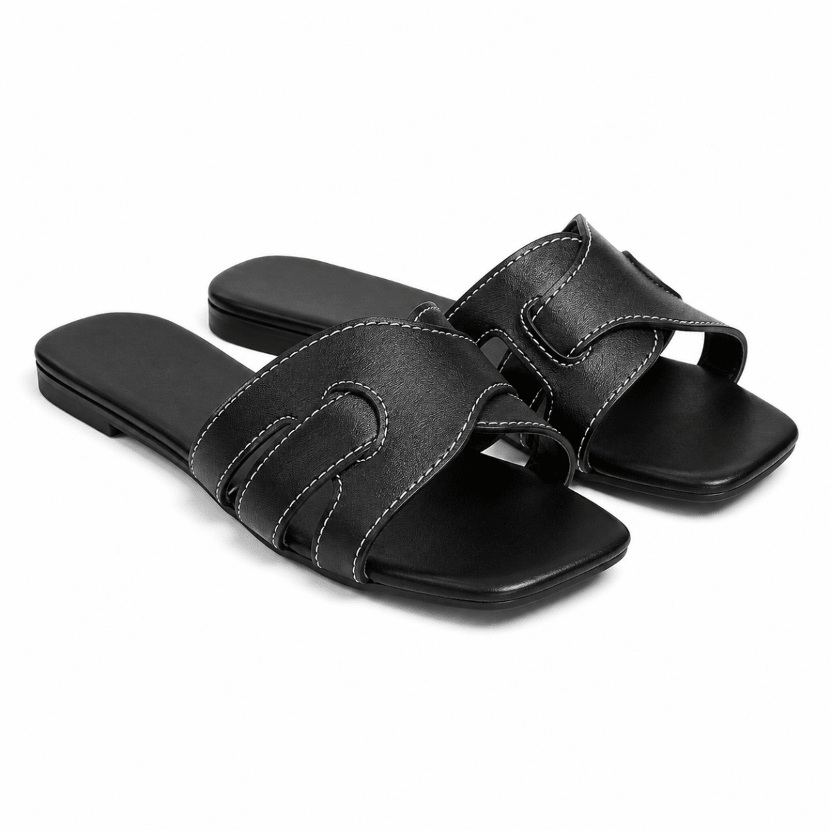 Sculpted Cut-Out Slide Sandals - Klementina Boutique