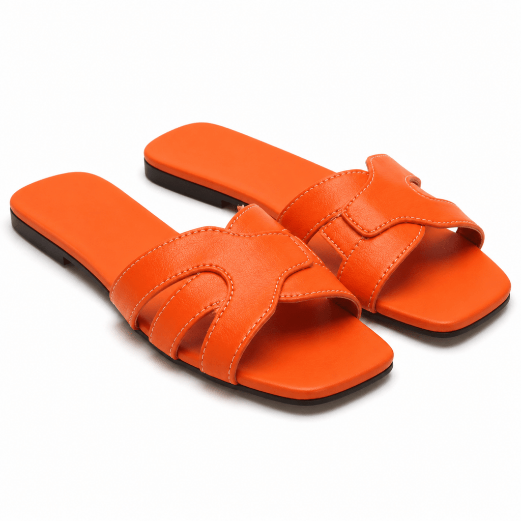 Sculpted Cut-Out Slide Sandals - Klementina Boutique