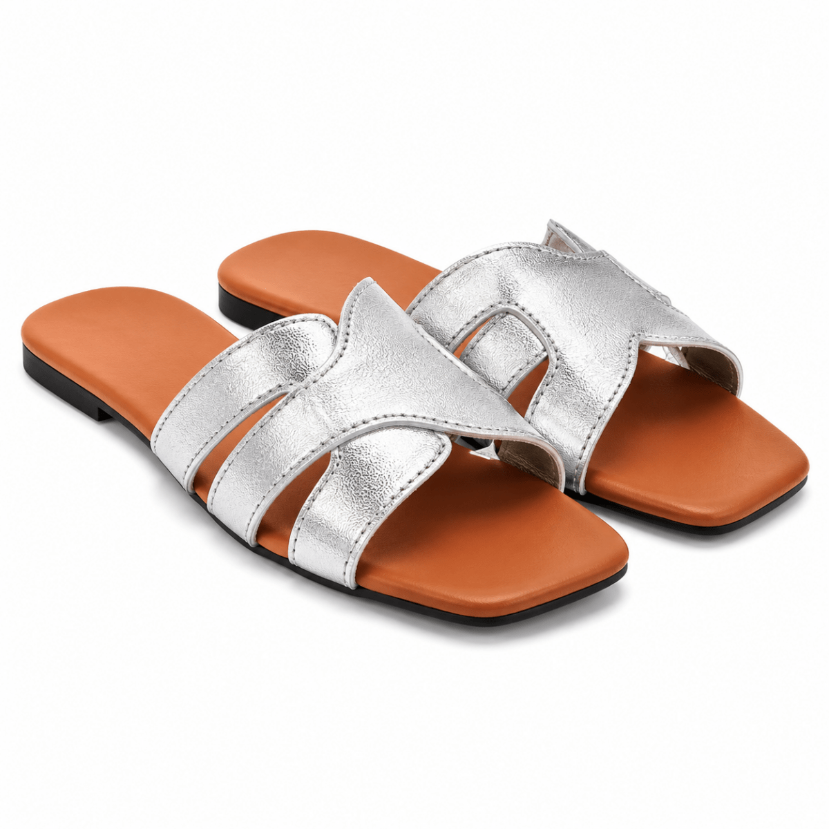 Sculpted Cut-Out Slide Sandals - Klementina Boutique