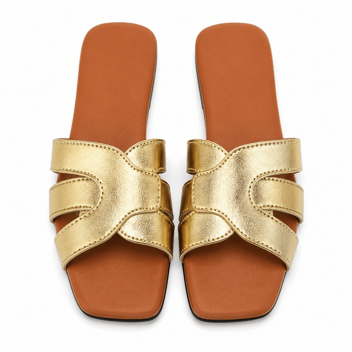 Sculpted Cut-Out Slide Sandals - Klementina Boutique