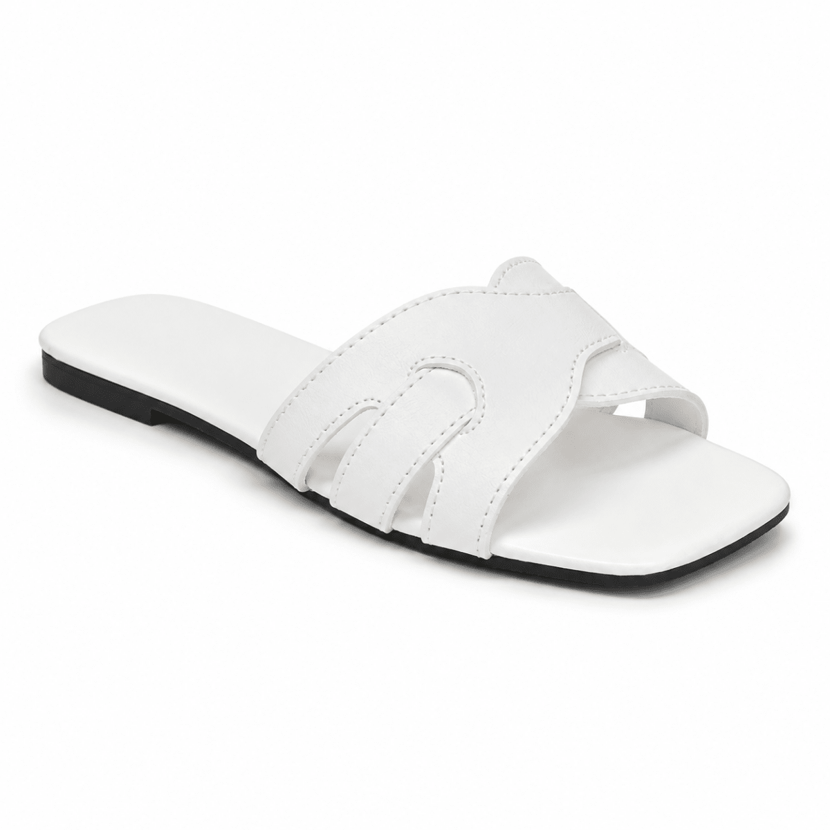 Sculpted Cut-Out Slide Sandals - Klementina Boutique