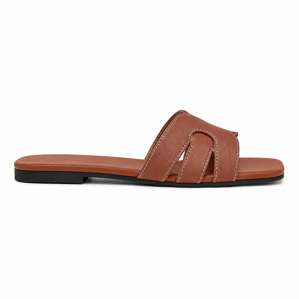 Sculpted Cut-Out Slide Sandals - Klementina Boutique