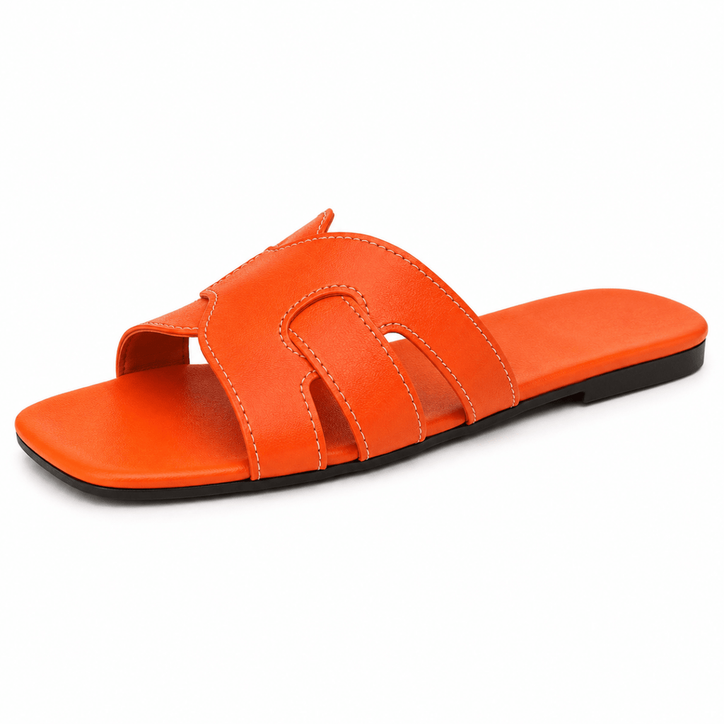 Sculpted Cut-Out Slide Sandals - Klementina Boutique