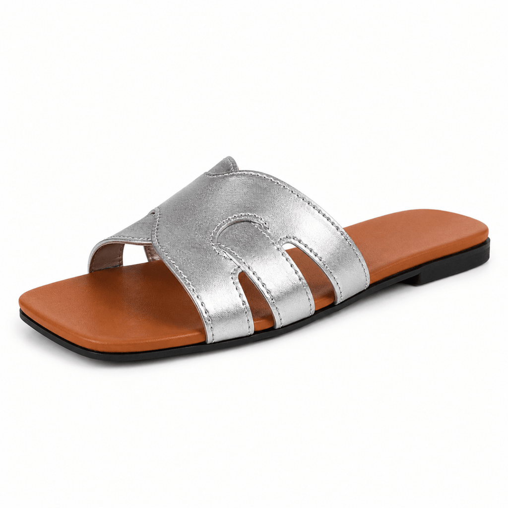 Sculpted Cut-Out Slide Sandals - Klementina Boutique