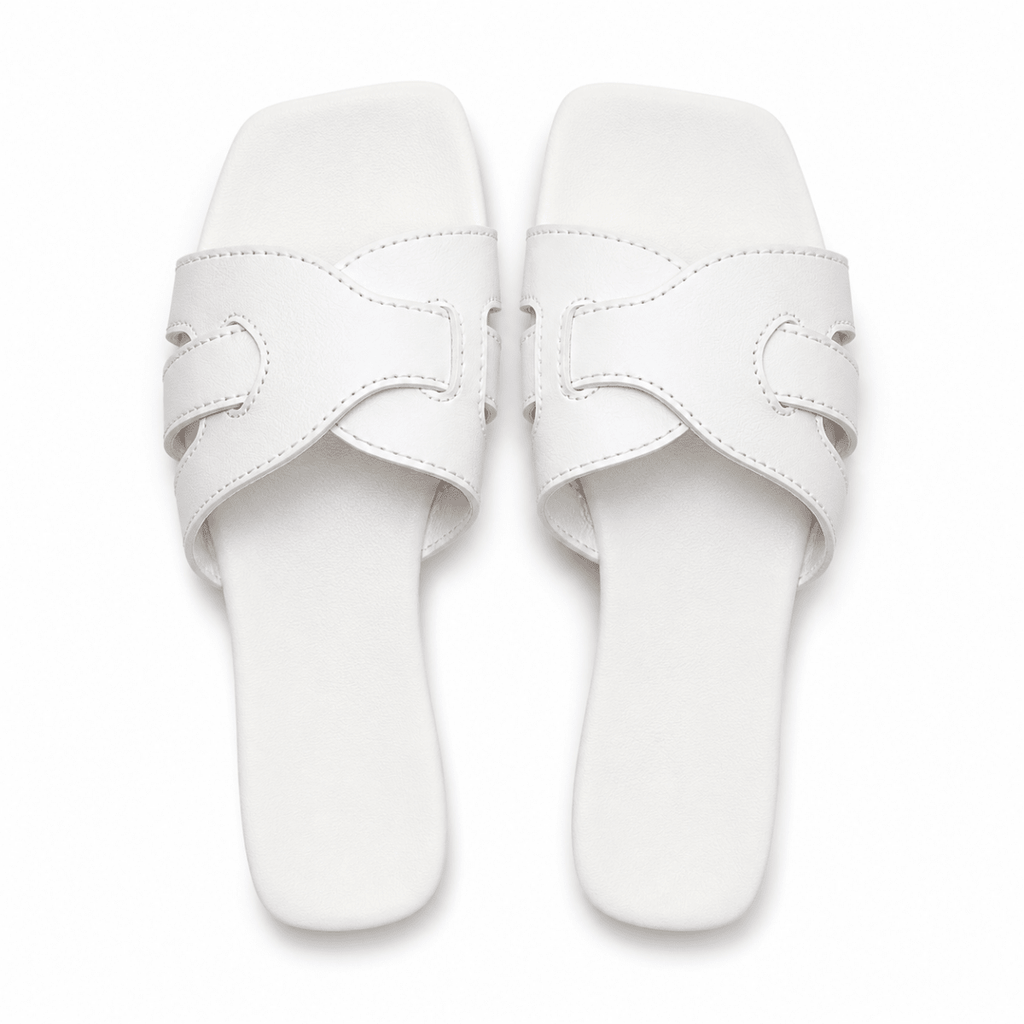 Sculpted Cut-Out Slide Sandals - Klementina Boutique