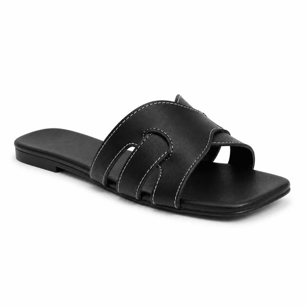 Sculpted Cut-Out Slide Sandals - Klementina Boutique