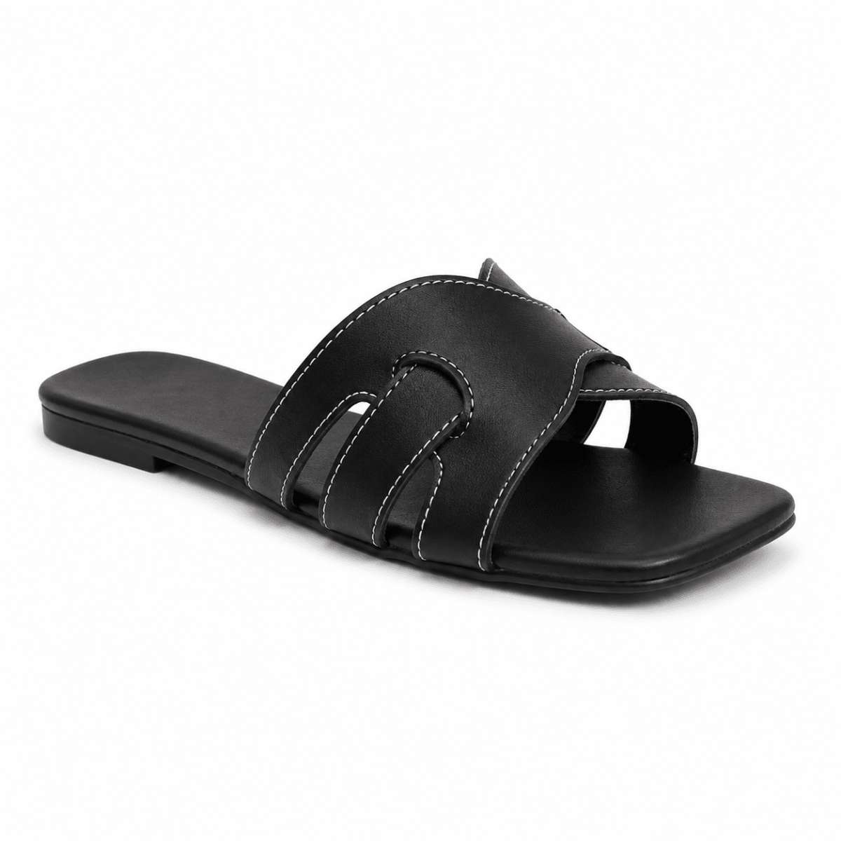 Sculpted Cut-Out Slide Sandals - Klementina Boutique