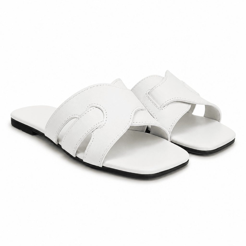 Sculpted Cut-Out Slide Sandals - Klementina Boutique