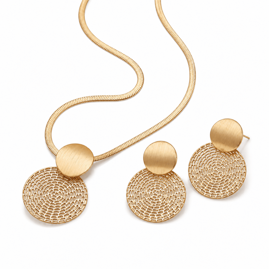 Solenne | Gold Statement Jewellery Set - Klementina Boutique