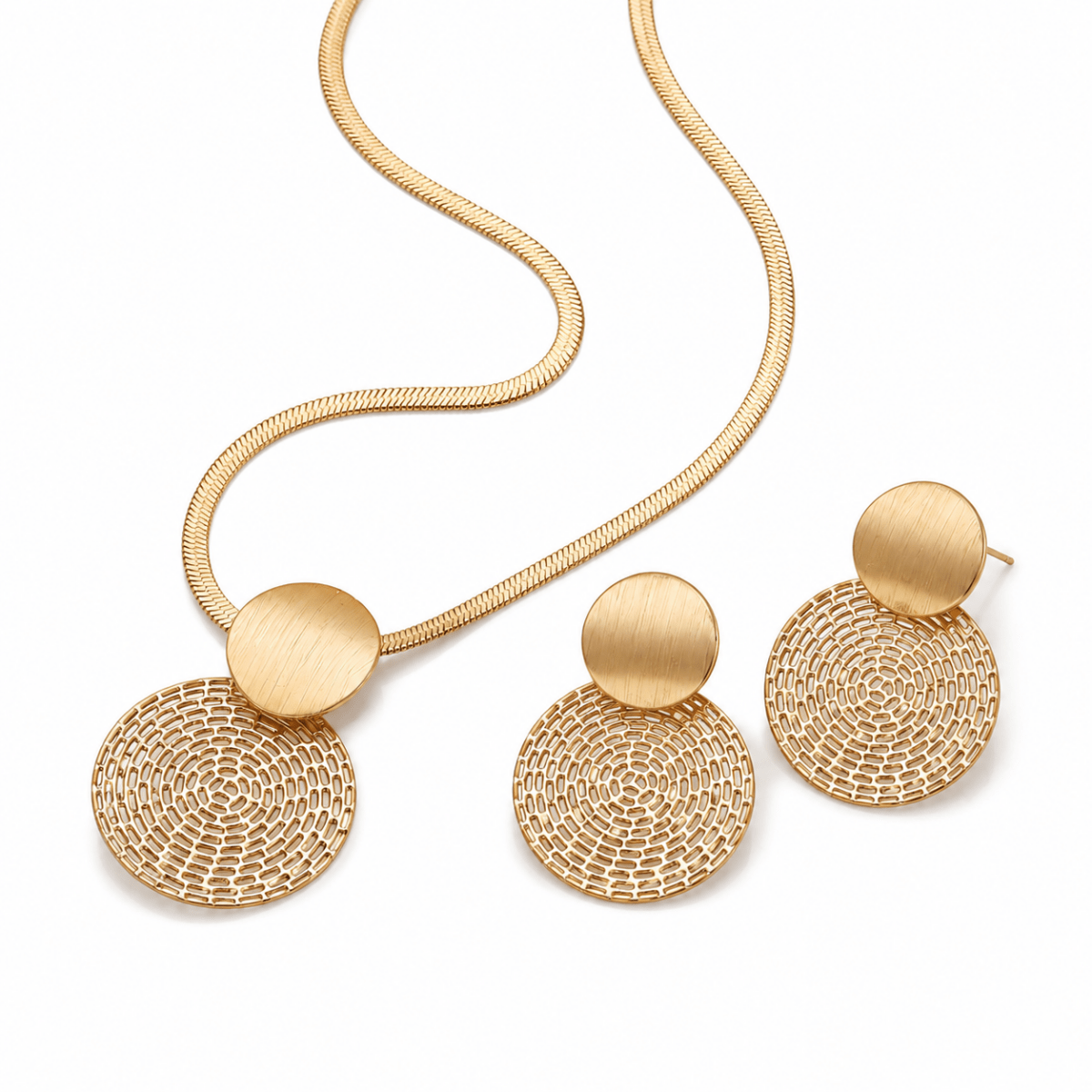 Solenne | Gold Statement Jewellery Set - Klementina Boutique