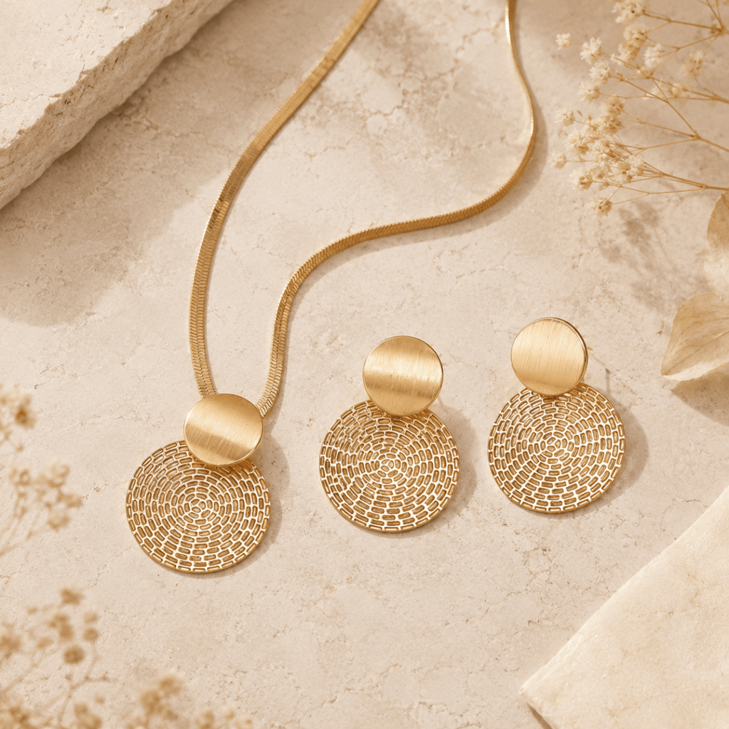Solenne | Gold Statement Jewellery Set - Klementina Boutique