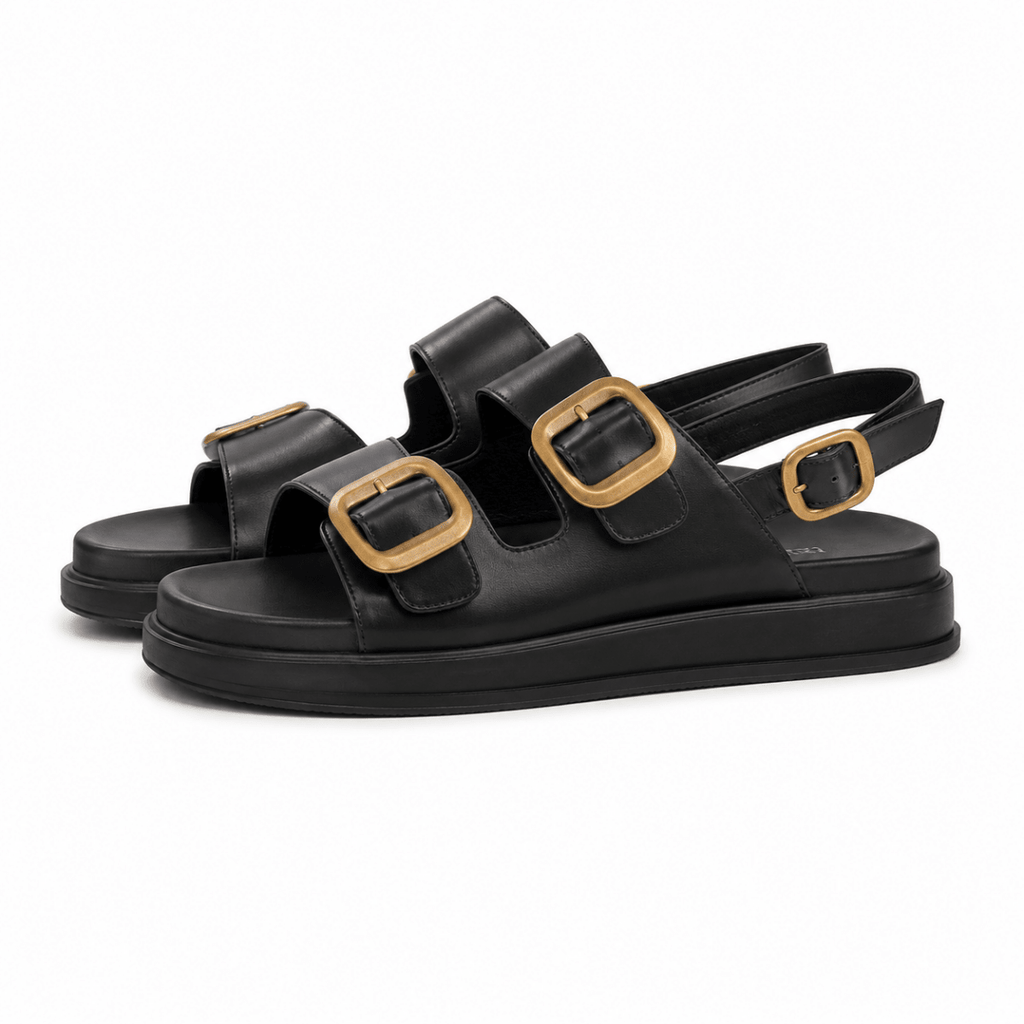 Sorrento Double Buckle Sandals - Klementina Boutique