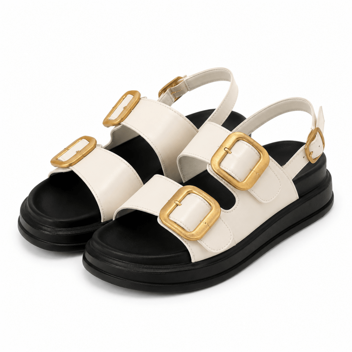Sorrento Double Buckle Sandals - Klementina Boutique