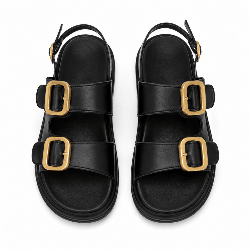 Sorrento Double Buckle Sandals - Klementina Boutique