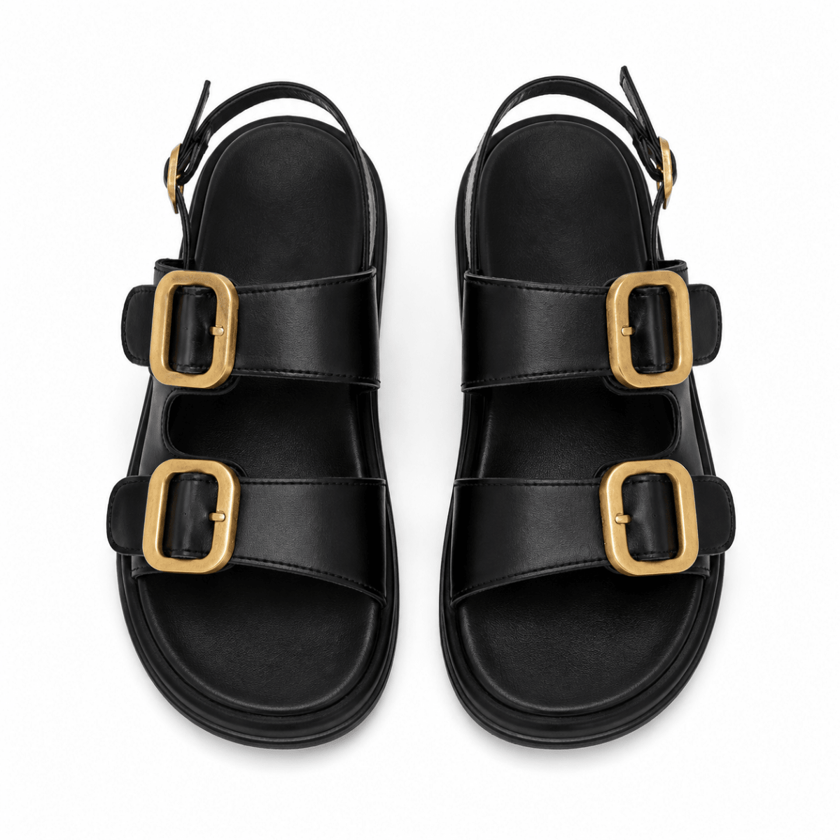 Sorrento Double Buckle Sandals - Klementina Boutique